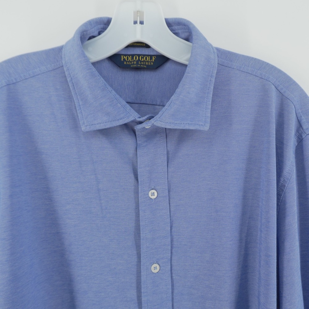 Polo Golf Ralph Lauren Shirt Mens XL Blue Performance Pima Cotton Long Sleeve